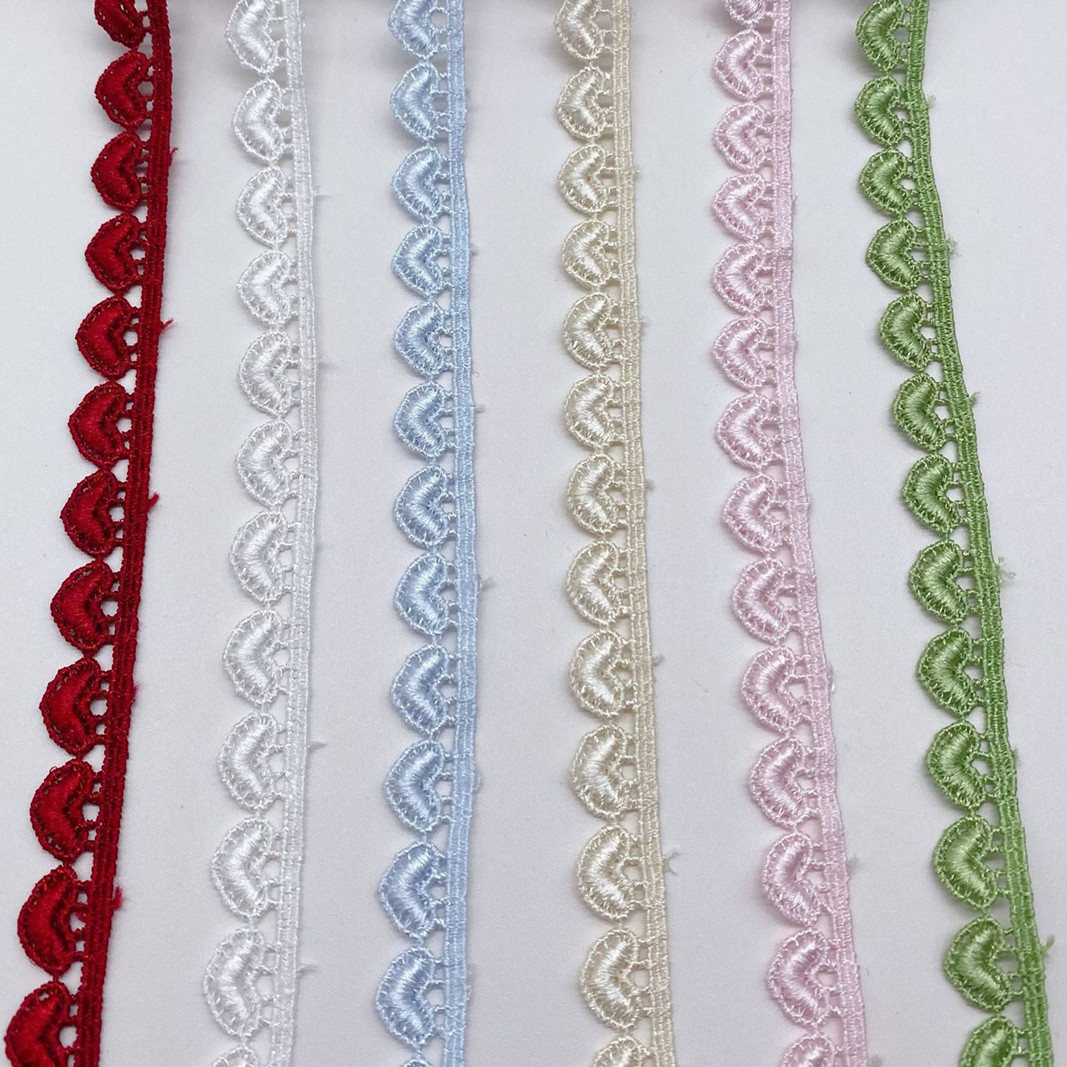 Lace Ribbon Trim - 4Yards geborduurde veelkleurige eenzijdige liefde kant