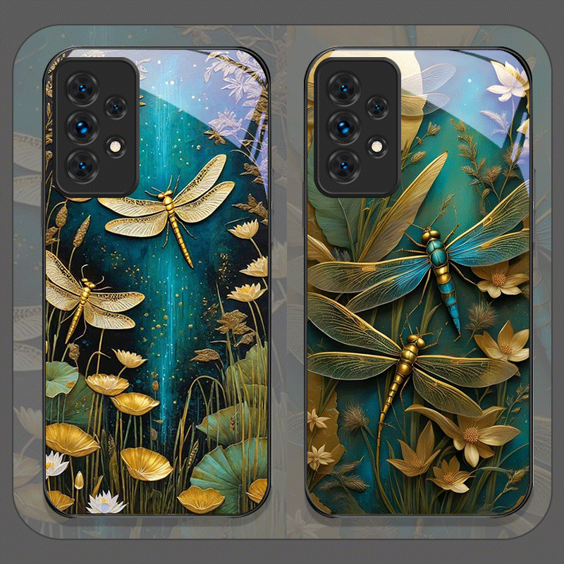 Embroidery Embellishments - Bloem Gouden Libel Gehard Glas Telefoon