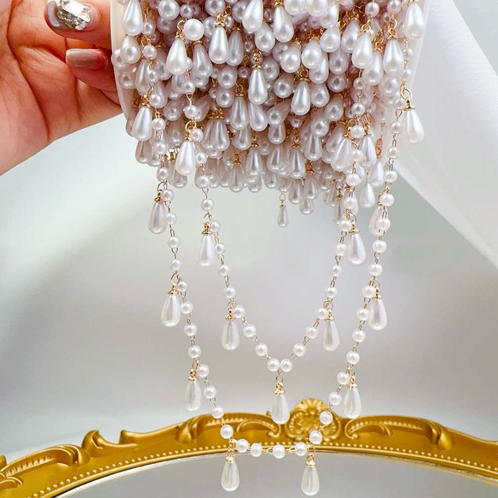 Pearl Trim Chain - 0.5M 1M Imitatie Parel Waterdrop Charm