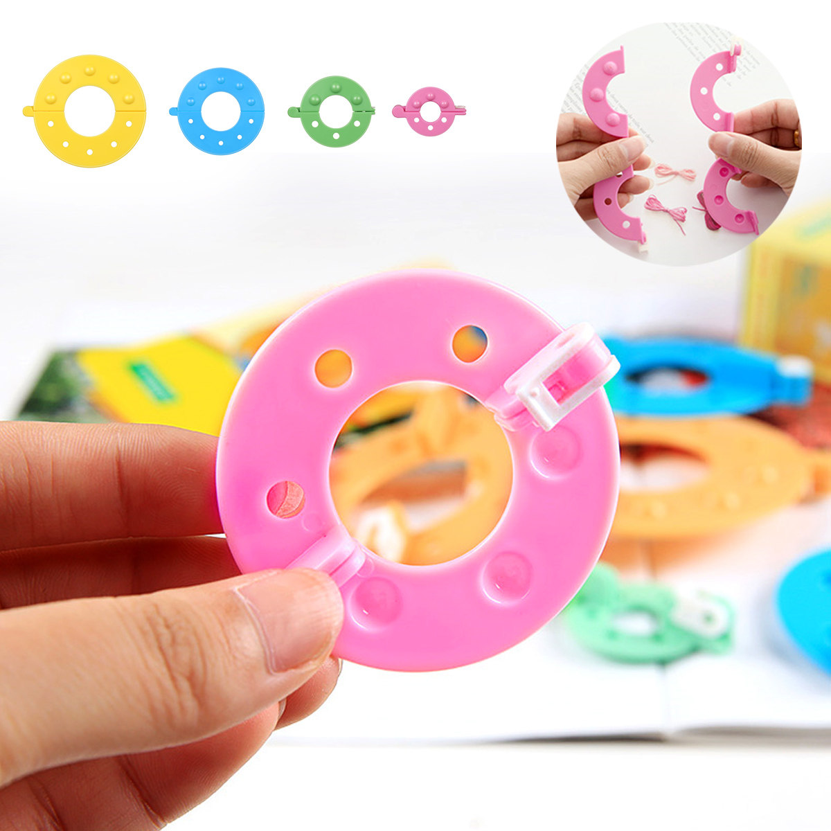 Pom Pom Maker Tool - 8-delige pompommakers, 4 maten, essentiële ABS-hars